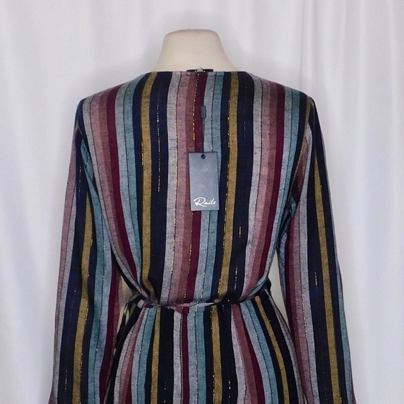 NWT!! RAILS Lola Varadero Stripe Wrap Dress Tie Waist Metallic Mini Medium - Picture 11 of 16